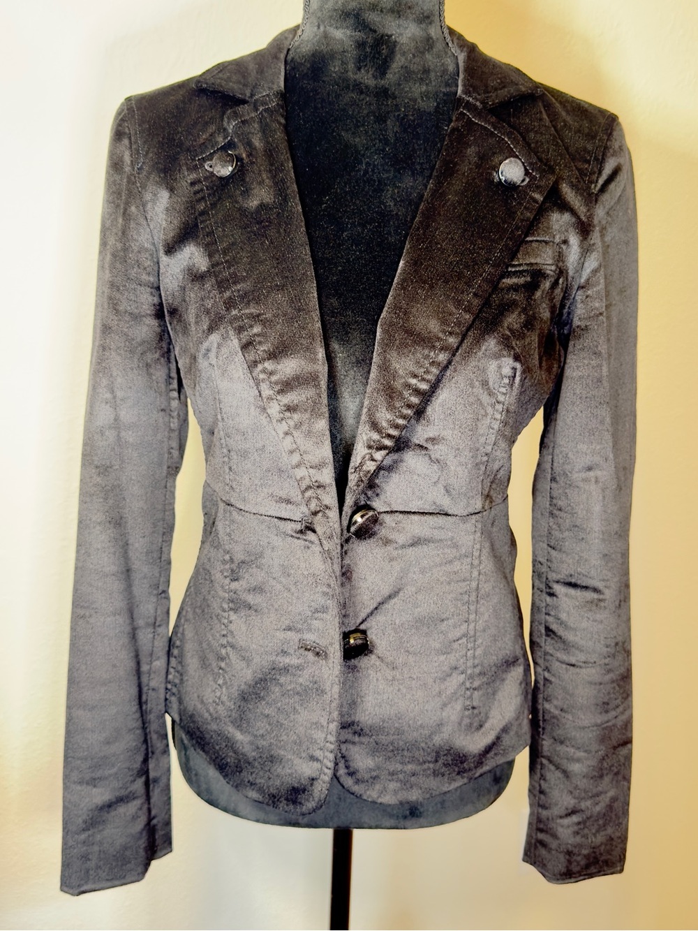 Armani Exchange Black Velvet Tailored Blazer/Jacket